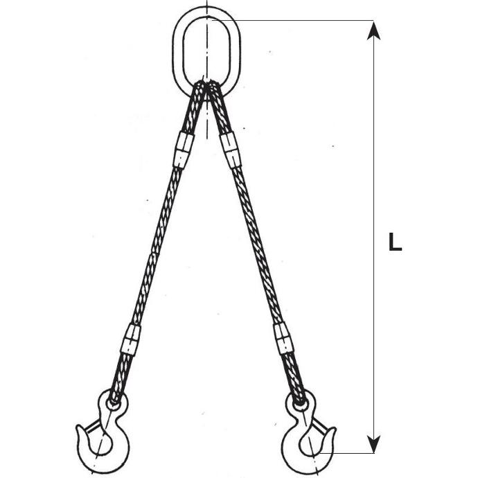 2 legs wire rope sling with ring and eye hooks with latch ELC223