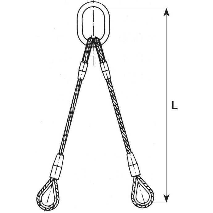 2 legs wire rope sling with ring and thimble loops ELC226