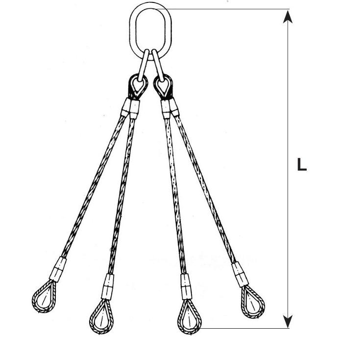4 legs wire rope sling with ring and thimble loops ELC426